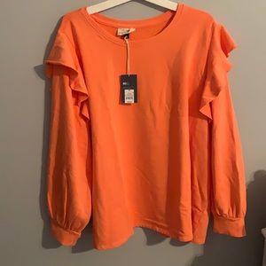 Coral Ruffle sleeve sweater